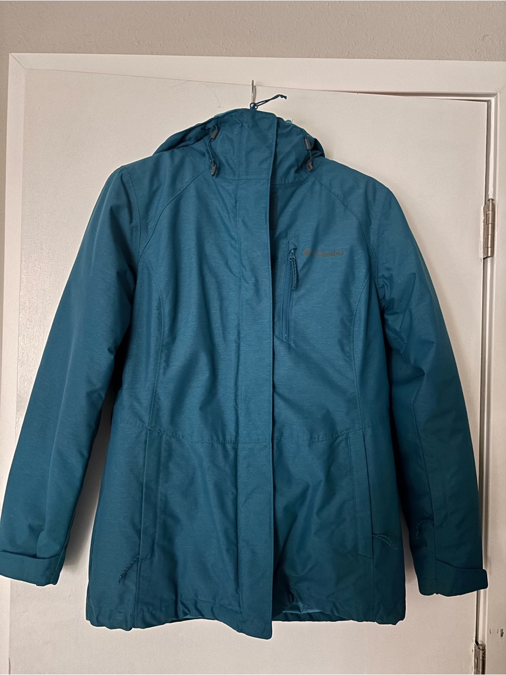 Columbia Teal Hooded Dual layer Women's Ski Jacket